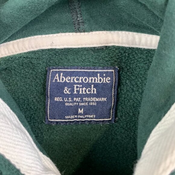 Vintage Abercrombie & Fitch Mens Sweater Medium Green Hoodie Long Sleeve Y2K - Picture 4 of 8